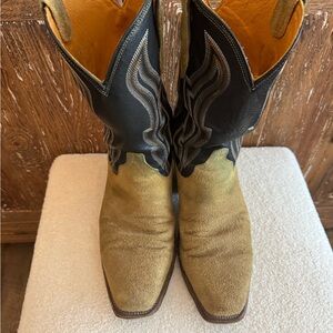 Older Tecovas Black and Tan Suede Western Boots